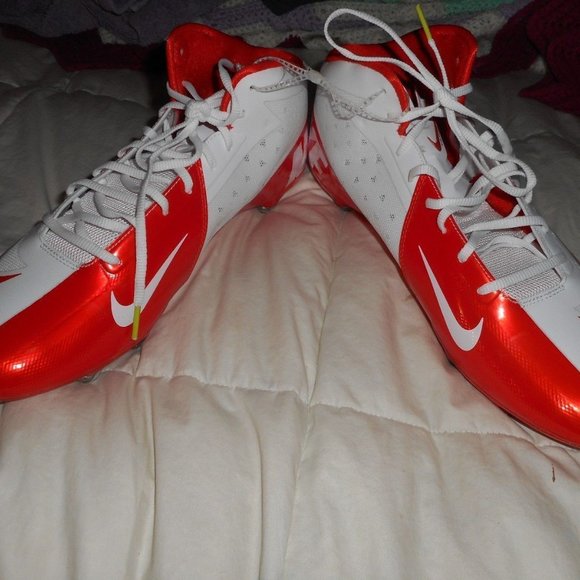 Nike Vapor Talon Elite MID Football Cleats Hyperfuse 14 Orange/White 603743-181 - Picture 2 of 4